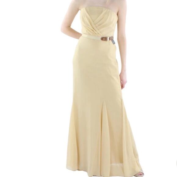 Lauren Ralph Lauren Gold Shimmer Strapless Evening Dress Sz 6 NWT - Picture 1 of 13